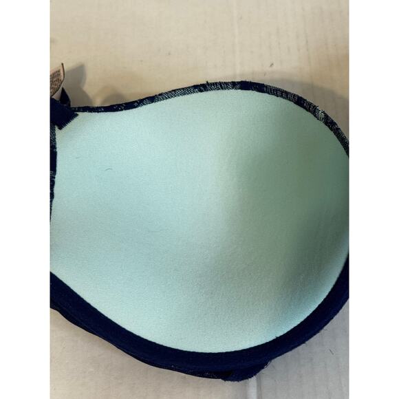 Victoria's Secret Push-up Bra 36D Blue Lace Floral - Picture 5 of 7